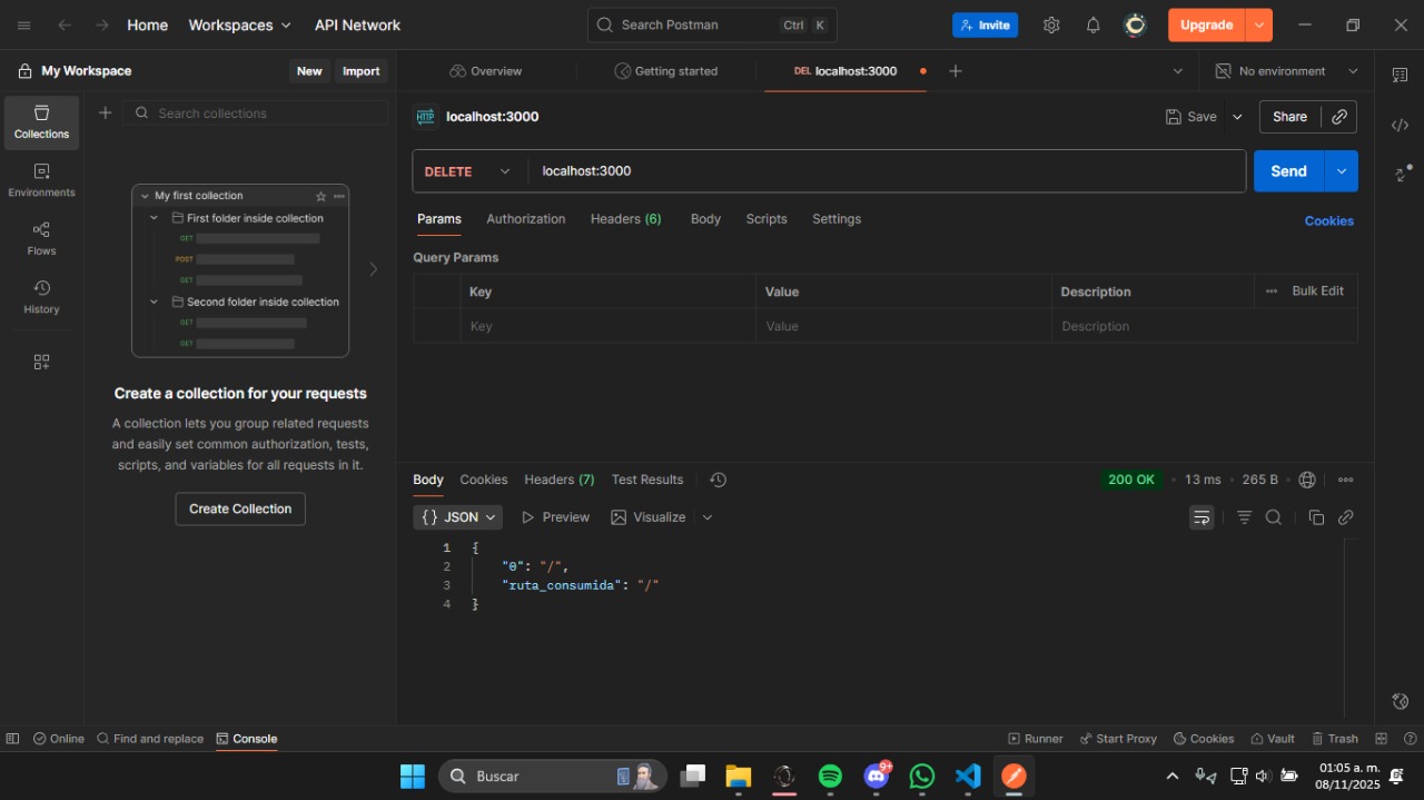 Prueba de trabajo Postman - Método DELETE