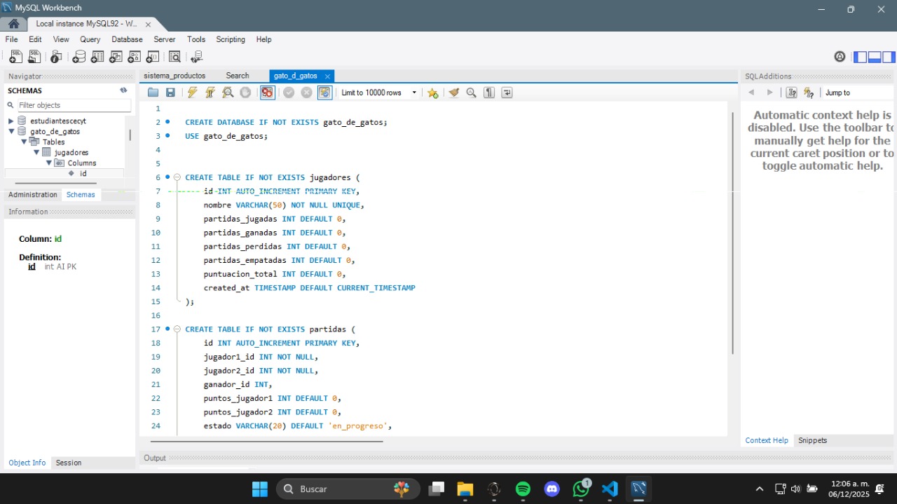 Estructura de la base de datos